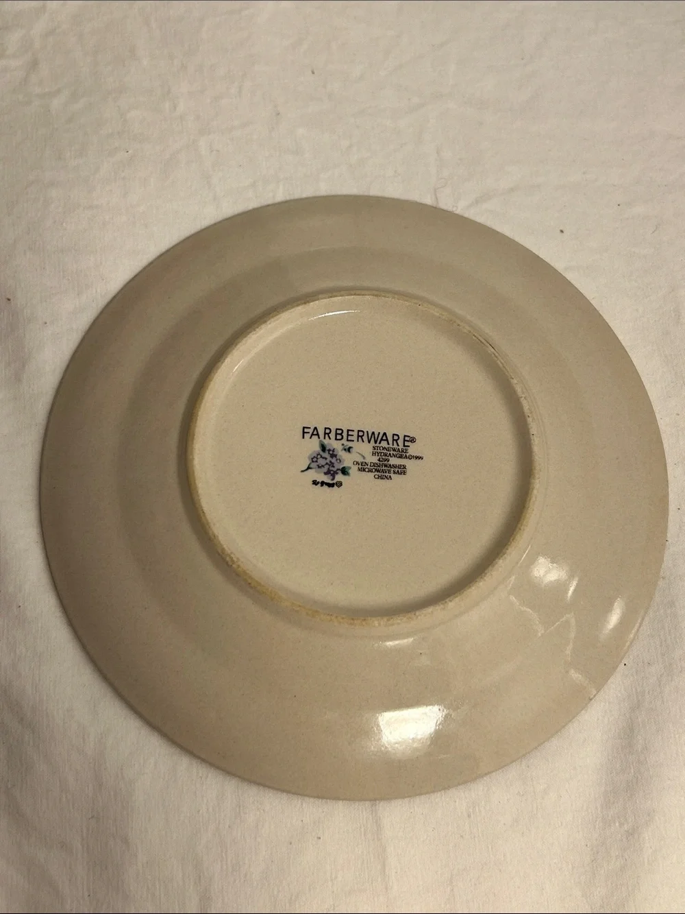 Farberware Cream Dinner Plate with Lavender Floral Wreath